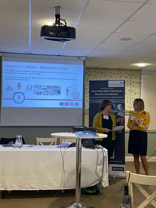 Carrie Biddle and Kay Spooner delivering supporting each other wellbeing session 