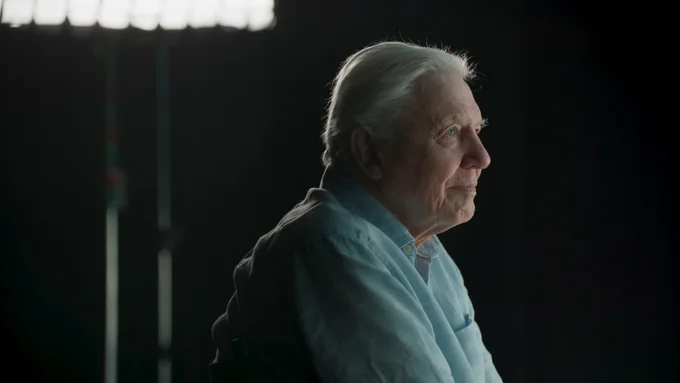 Image of Sir David Attenborough from finale of Frozen Planet 2
