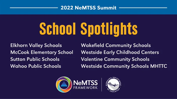 School Spotlights were provided by Elkhorn Valley Schools, McCook, Elementary School, Sutton Public Schools, Wahoo Public Schools, Wakefield Community Schools, Westside Early Childhood Centers, Valentine Community Schools and Westside Community Schools.