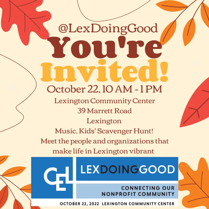 Join Community Endowment of Lexington for @LexDoingGood, a free and fun event where you can meet the nonprofits and town agencies who create vibrant and meaningful programs for Lexington! Find out who will be there at https://www.foundationmw.org/lexdoinggood/