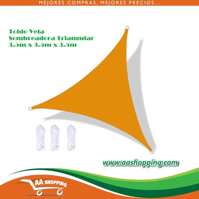 TOLDO VELA SOMBREADORA TRIANGULAR
3.5m x 3.5m x3.5m
Whatsapp:  56 9 6722 5580
