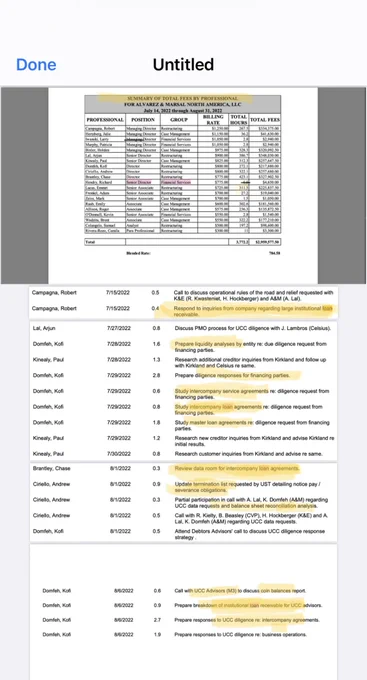 A&M consulting service agreement. Having a consulting background I am very familiar with bill sheets. The attachments above showcases A&M’s services provided for the hours they have billed. Here u see they have found a means via an intercompany loan.