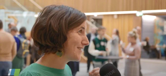 Prof Julia Martin-Ortega being interviewed
