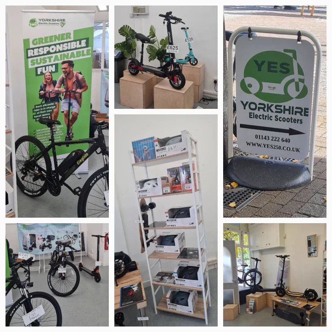 bicycles and scooters in a shop