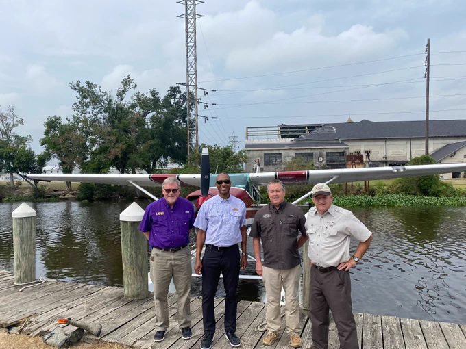 LSU leaders board a sea plane for coastal tour
