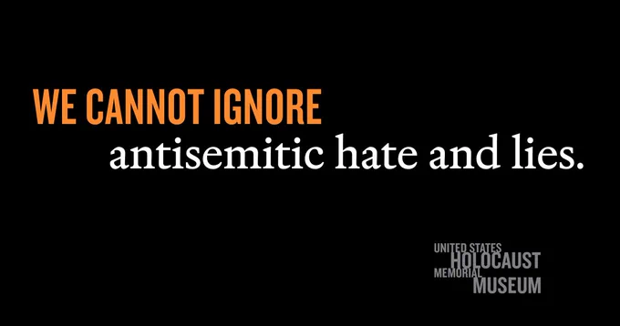 Text graphic containing a black background with the copy "We cannot ignore antisemitic hate and lies."