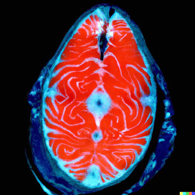 AI generated image of fMRI of salmon brain activity