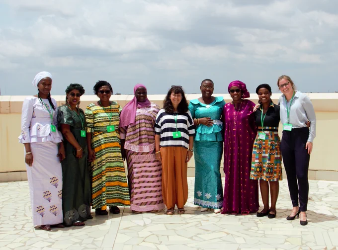 Women from the West Africa regional #NextGen (PyCPT2) seasonal forecasting training pause for a photo in Lomé, Togo. The training has equipped 7 countries and the regional climate center (AGRHYMET) with the knowledge and skills to produce accurate, timely, and understandable seasonal climate forecasts. 