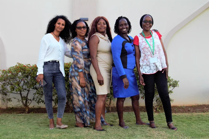 Women from the East and Southern Africa regional #NextGen (PyCPT2) seasonal forecasting training pause for a photo in Zanzibar, Tanzania. The training has equipped 10 countries and the regional climate center (ICPAC) with the knowledge and skills to produce accurate, timely, and understandable seasonal climate forecasts. 