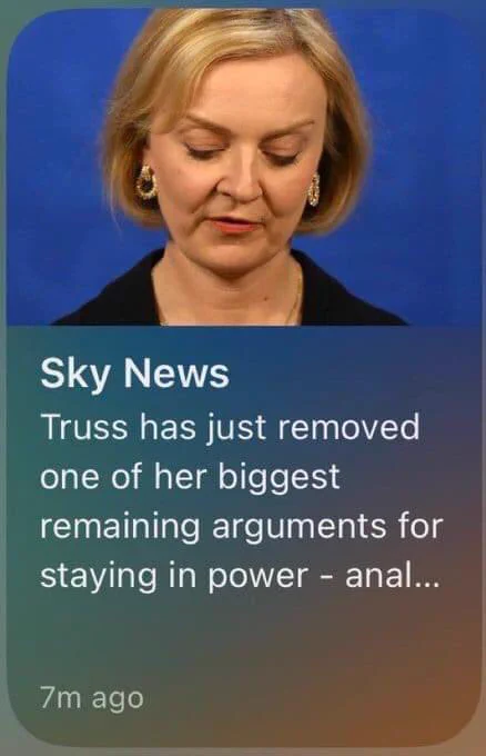 "Truss has just removed one of her biggest remaining arguments for staying in power - anal ..."
Truncation changes the message.