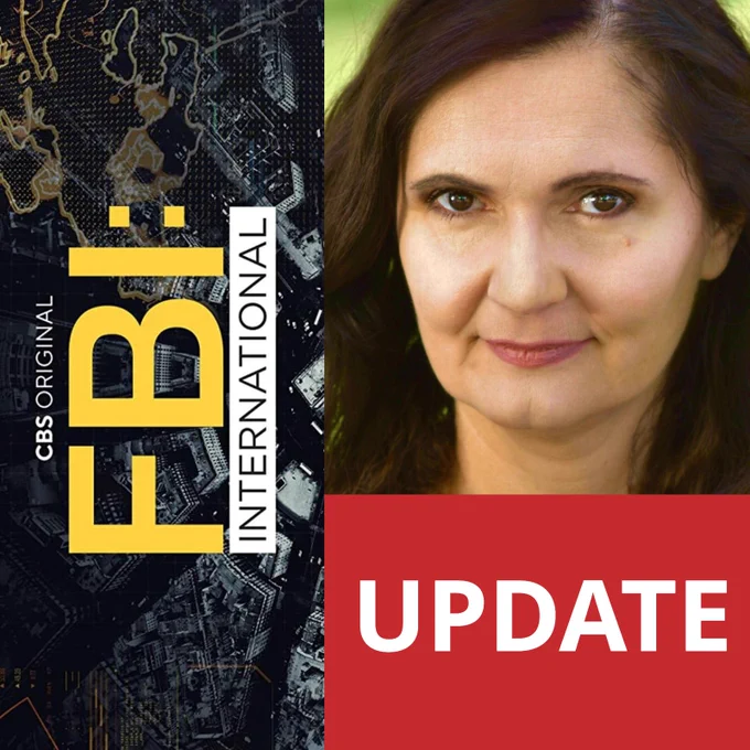 The FBI International logo, alongside a headshot of a dark haired women with dark eyes, looking into the camera. The word 'update' is written in white in the bottom right corner on a red background.