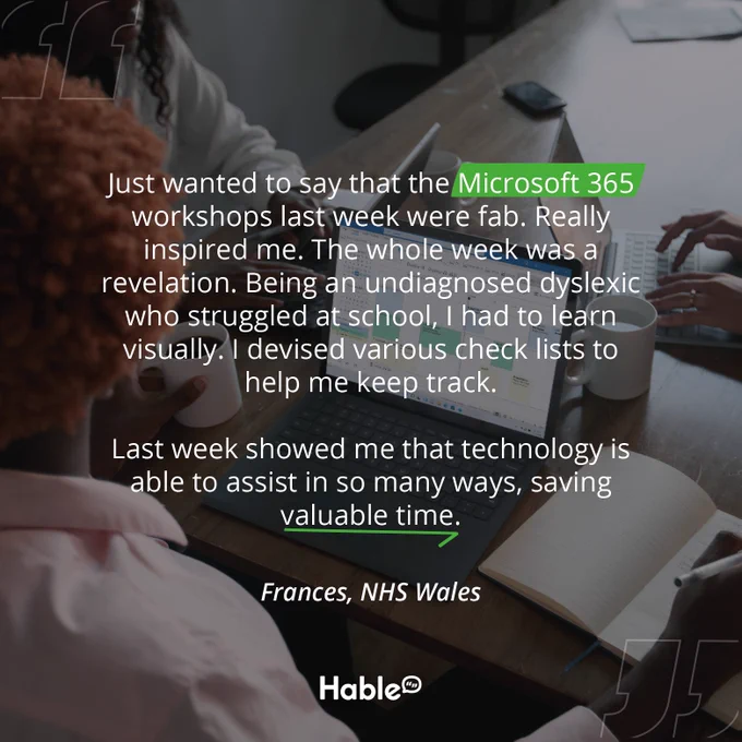 Image of woman working on laptop with quote on top in white font.