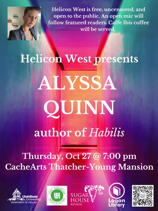 Poster for Helicon West event featuring Alyssa Quinn