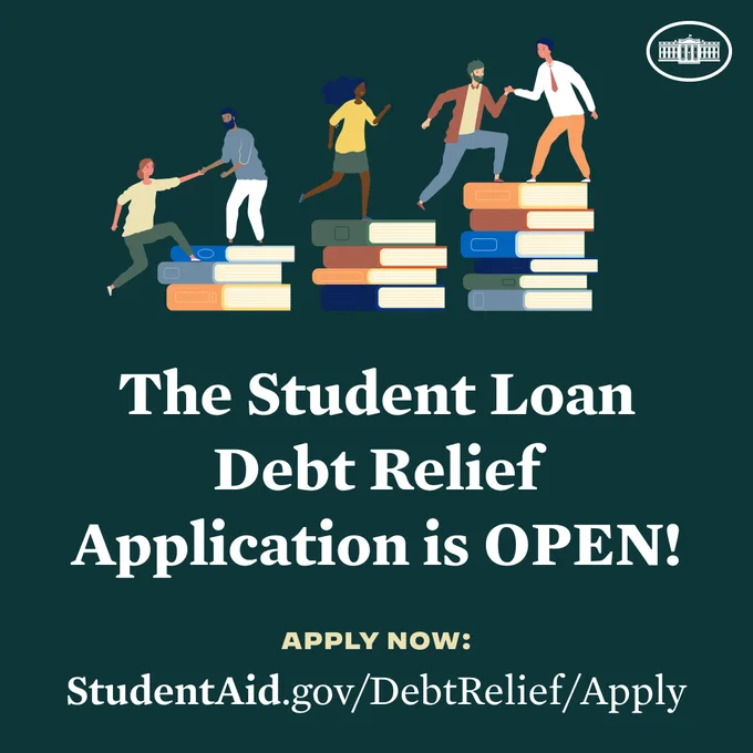 The Student Loan Debt Relief application is OPEN!

Apply now: StudentAid.gov/DebtRelief/Apply
