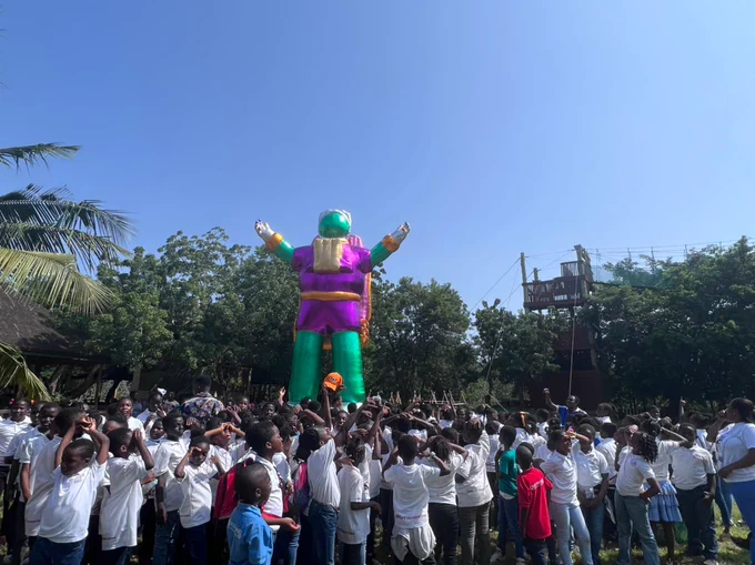  Pupils from Queensland International School enjoy Moon Games and meet the inflatable space woman 
