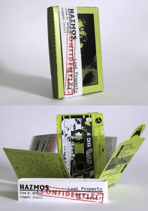 Photos of the Sleeping In A Drowning Stone tape cassette and Maltese cross fold-out packaging