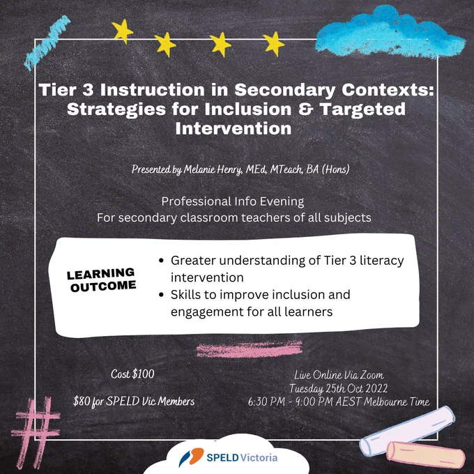 Professional training course for secondary classroom teachers of all subjects on Tier 3 intervention