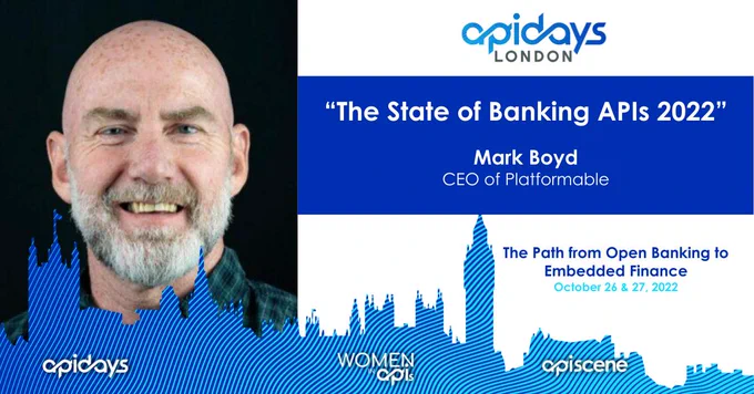 📢We are excited to host @mgboydcom, Founder & CEO of Platformable, at #apidays London 2022!

Don't miss out on Mark's keynote talk: "The State of Banking APIs 2022"

Register at 👉 https://bit.ly/3yIpFnY