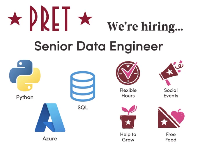 Pret. We're hiring Senior Data Engineer. Python, SQL, Azure. Flexible hours, social events, help to grow, free food.