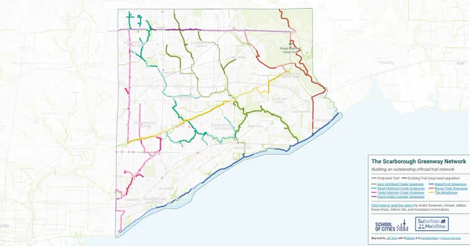 map of the Scarborough greenway network
