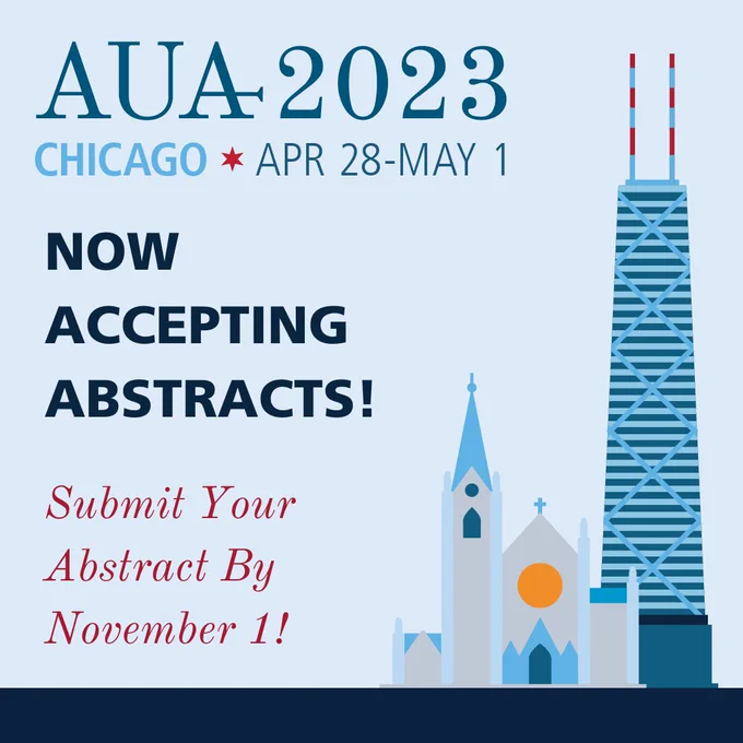 AUA 2023
Chicago Apr 28 - May 1
Now accepting abstracts! Submit your abstract by November 1!