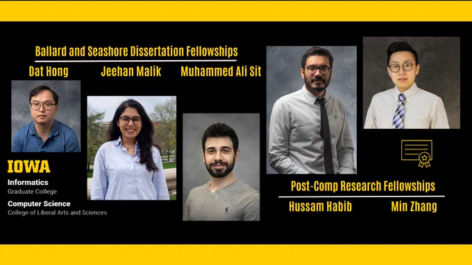 Portraits of award recipients Habib, Hong, Malik, Sit, and Zhang