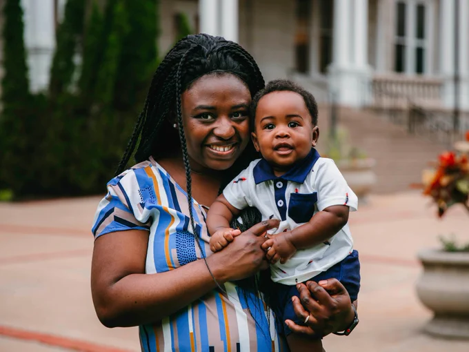 Faustina Anakwah Baah, pictured with her son, Darius
