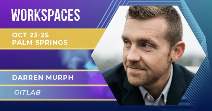 Darren Murph speaking on the future of work at WorkSpaces Palm Springs 2022 promo image