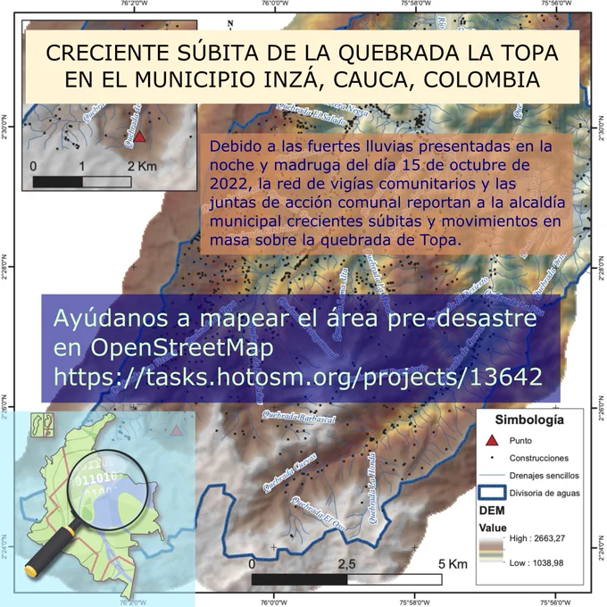 Invitación a mapear Inzá, Cauca. Mapa de la zona y link a la actividad