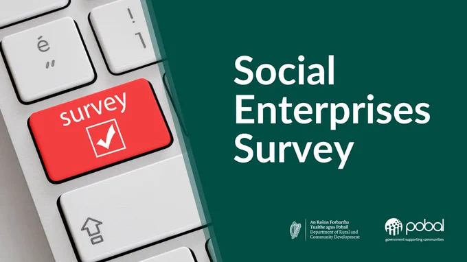 Any image of a computer keyboard with the text Social Enterprises Survey
