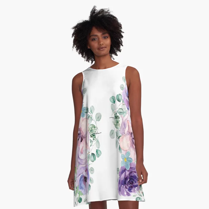 Flower Pastel Mix A-Line Dress
Tarzipan Flower Lover - Flower Pastel Mix.
Loose swing shape for an easy, flowy fit
Sizes run large, so order a size down from your usual
Print covers entire front and back panel with your chosen design, by an independent artist
97% polyester, 3% elastane woven dress fabric with silky handfeel
Note that due to the production process, the placement of the print may vary slightly from the preview
A-Line dresses are made in the USA