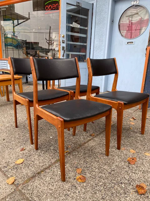 Vintage Teak Chairs, Mid Century Modern || $995 set of four