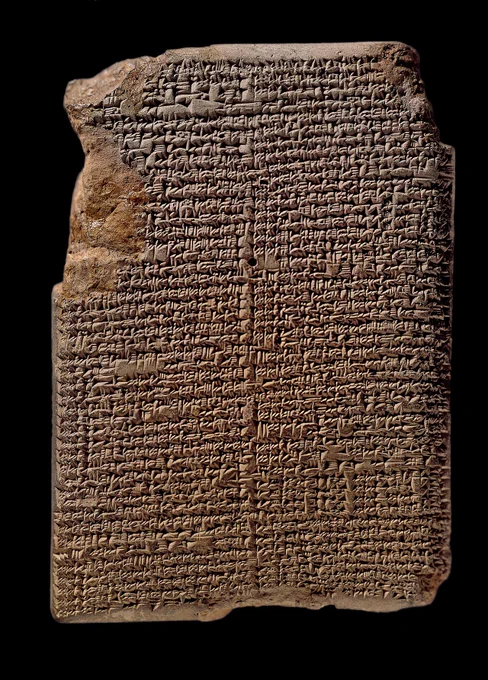 The Babylonian MUL.APIN tablet, hich includes a list of the three divisions of the heavens, the dates (in the ideal 360-day year) of the rising of principal stars and of those which rise and set together, and the constellations in the path of the moon.