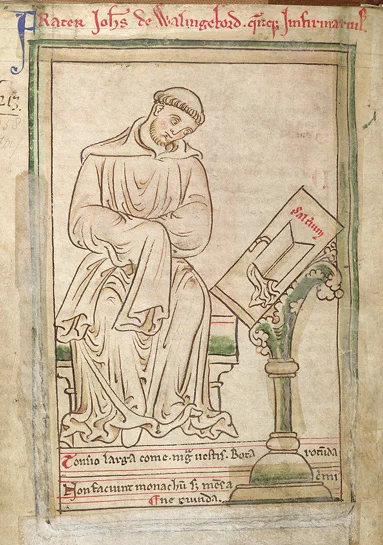 A contemporary drawing of 13th Century Monk and chronicler, John of Wallingford (c1255).