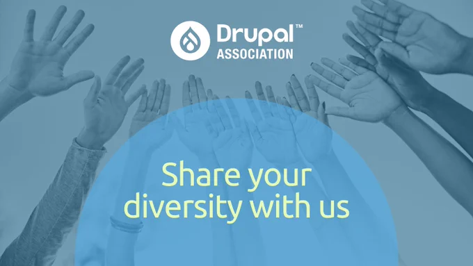 Graphic shows hands together and says, 'Share your diversity with us!'