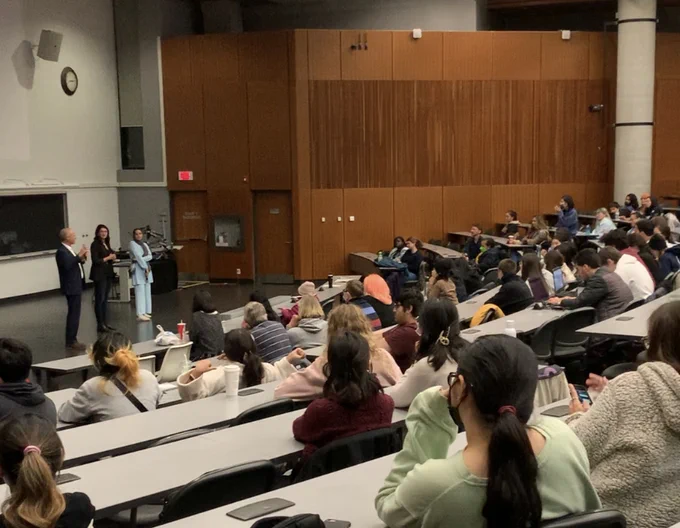 crowd listening to Q&A panel