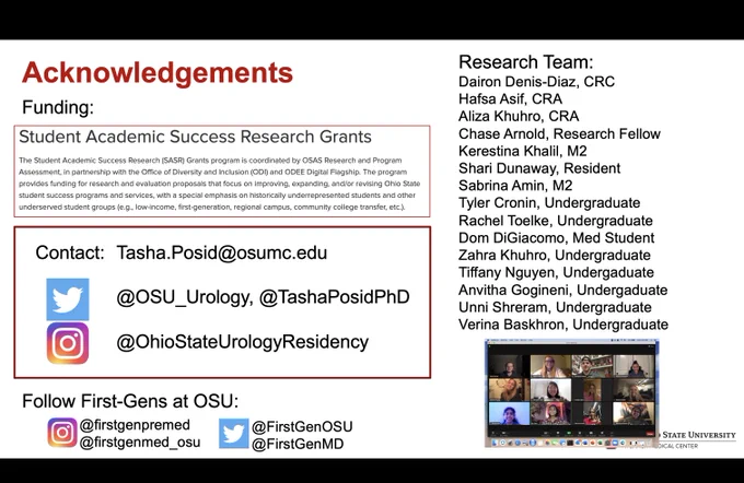 Screenshot: Acknowledgement and contact information slide from presentation