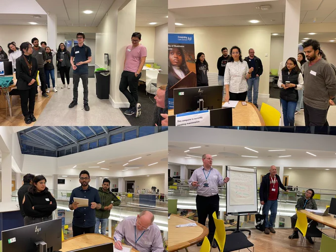 A grid of photographs showing the teams make their third and final pitches of the day