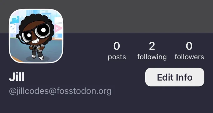 Mastodon profile with the user @jillcodes@fosstodon.org . 