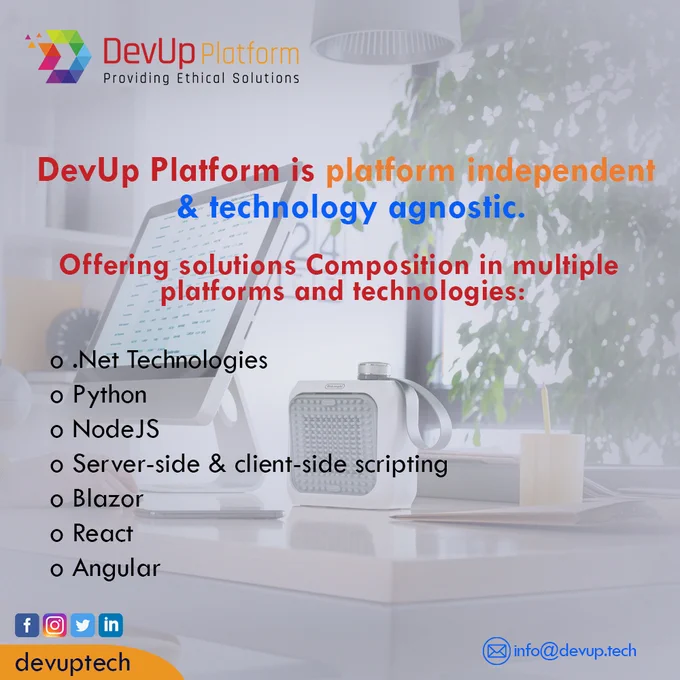 Let's compose your application with DevUp Platform for free. It is just a matter of few seconds.