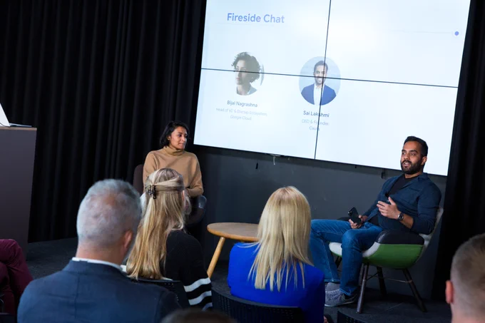 Sai Lakshmi, Founder of Caura, speaking at the Google Cloud Next '22 event in London about all things innovation and the future of digital transformation