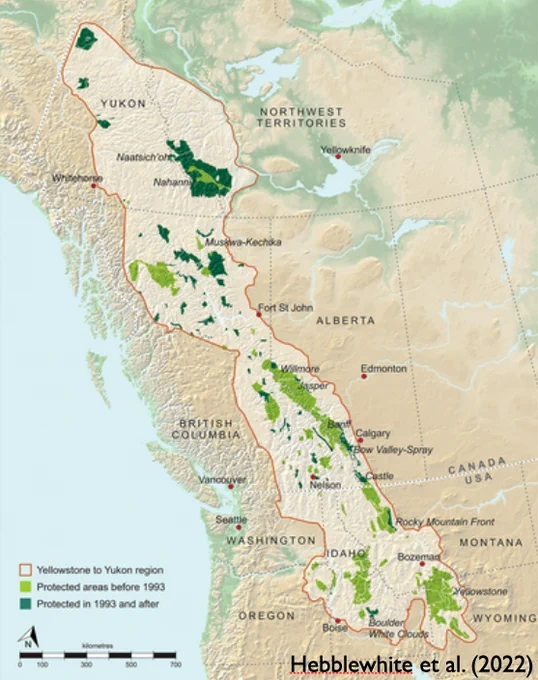 The Yellowstone to Yukon migration corridor and protected areas. See https://doi.org/10.1111/csp2.588