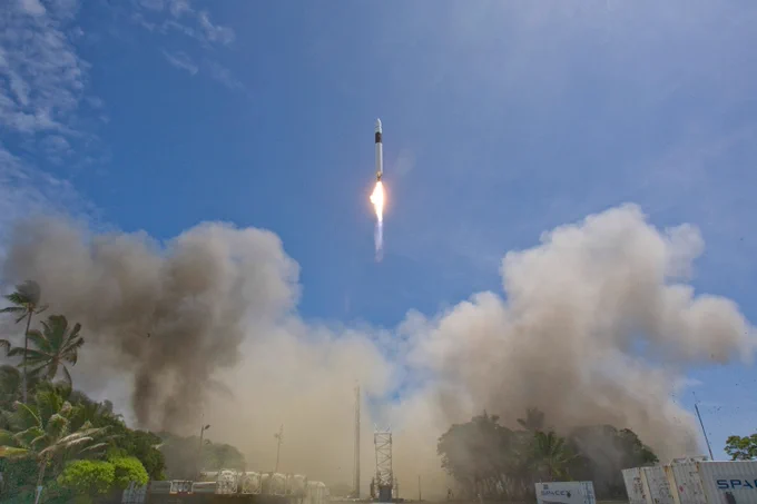 A rocket taking off.