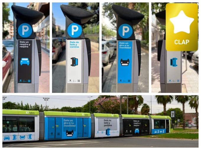 Campaña de movilidad de Aparcamurcia en los parquímetros ORA.
