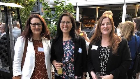 Three women smiling looking at the camera. Amy Wyatt (middle) Julie McMillan (left), Paula Redpath (right)
