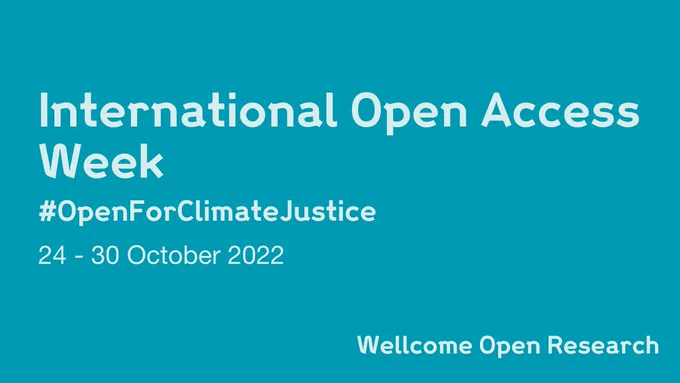 Branded image reading: 'International Open Access Week. #OpenForClimateJustice. 24 - 30 October 2022.'