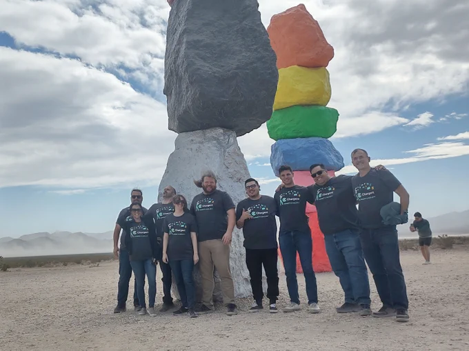 Chargent team at the Seven Magic Mountains art installation