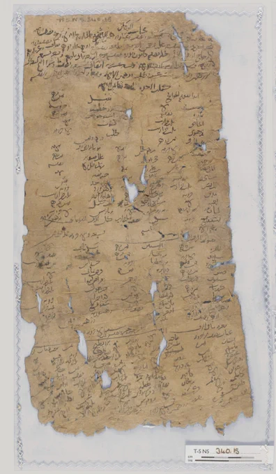 medieval manuscript covered with Arabic writing