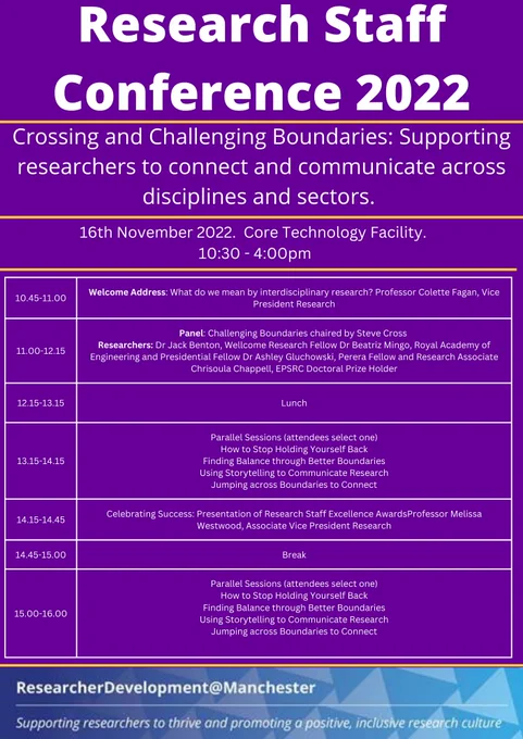 Research Staff Poster with the conference timetable