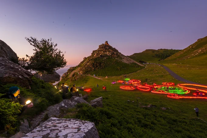 Our Lumenators make shapes in the landscape at Valley of Rocks in Exmoor National Park. 
